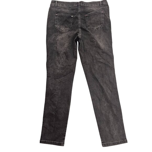 Jane & John Womens Jeans Mid Rise Black Denim With Frayed Side Stripes Size 12 - Picture 3 of 10